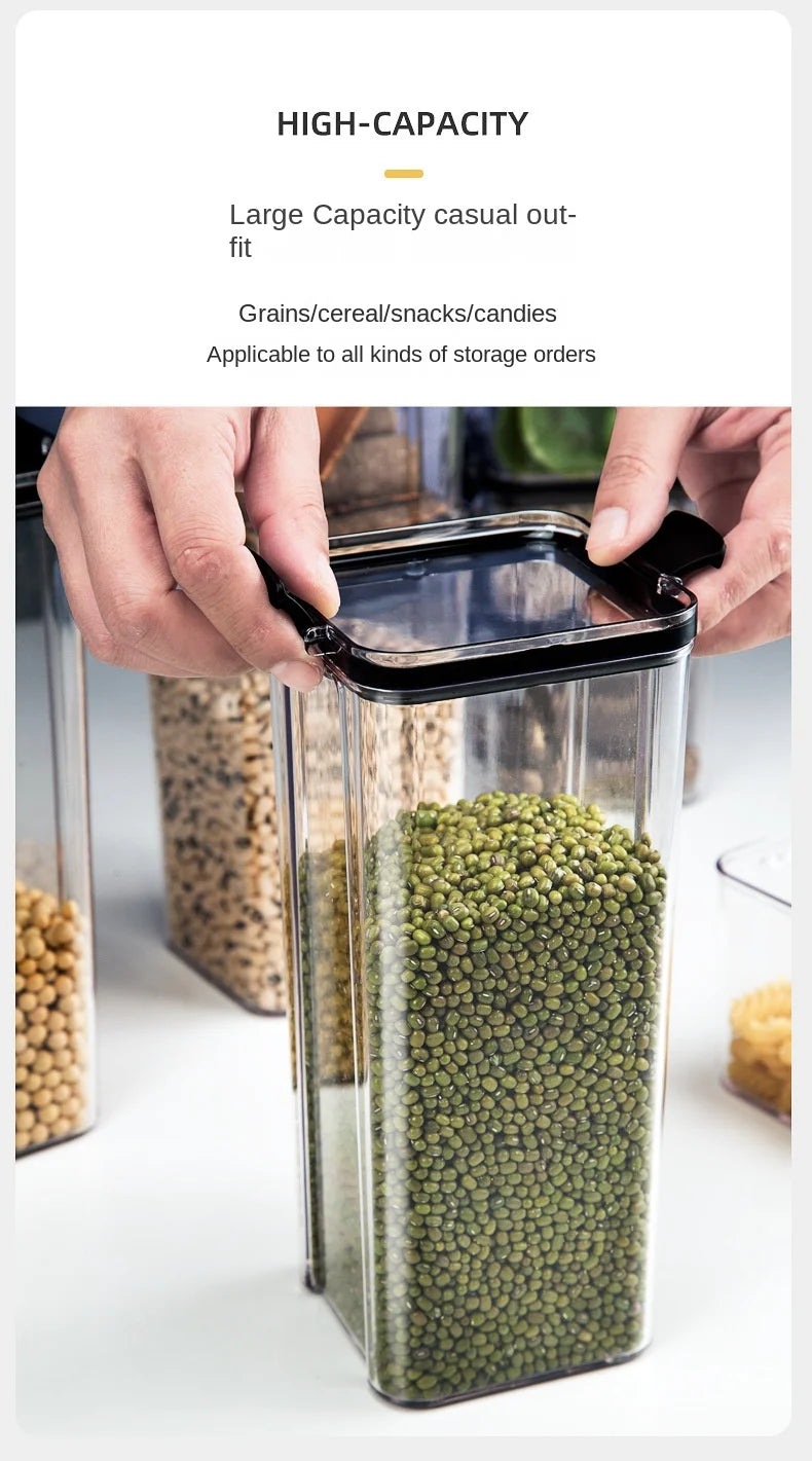 Sealed Kitchen Storage Jars Set – Airtight Plastic Canisters for Grain, Spices & Pantry (460ml–1800ml)