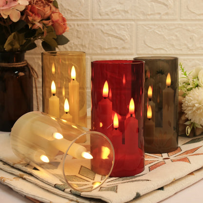 Flammenlose 3-in-1 LED-Stumpenkerzen mit 15-cm-Lampenschirm | 4 Farben | Weihnachts- & Hochzeitsdekoration