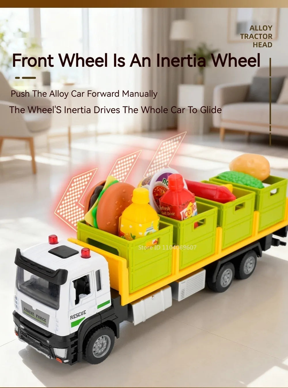 1:32 Die-Cast Produce Transport Truck – Fruit & Veggie Container Toy