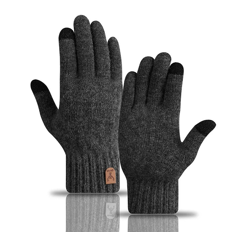 Men's Velvet-Lined Knit Touchscreen Gloves