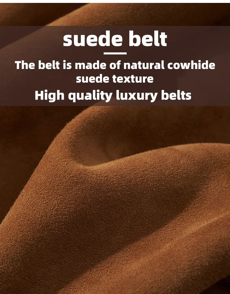 Women's Suede Belt with Gold Horseshoe Buckle
