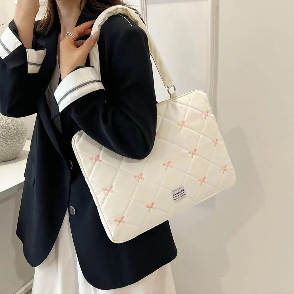 Cute Bow Laptop Sleeve 15" - Soft Padded Notebook Case with Handle