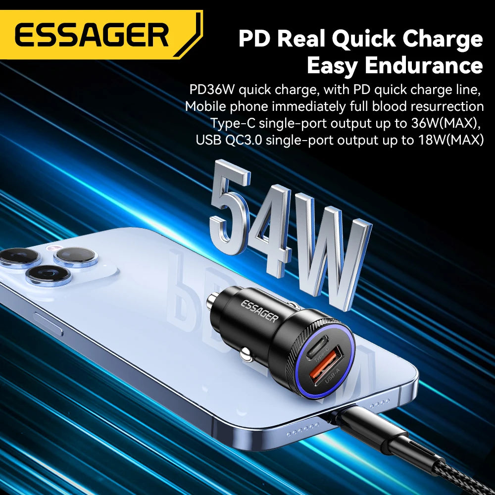 Essager 54W USB-C & USB-A Car Charger