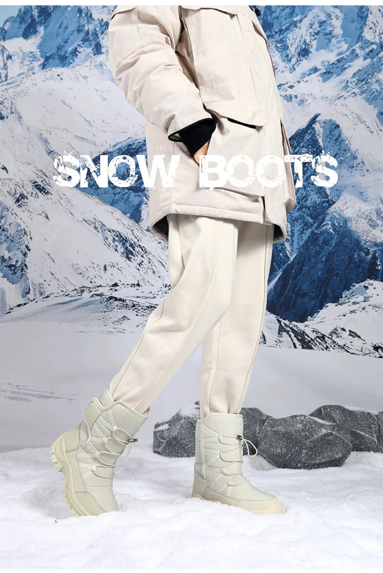 Brand Men's Winter Shoes Waterproof Men's Boots Warm Plush Couple Snow Boots Outdoor Non-slip Hiking Boots Men Work Ankle Boots