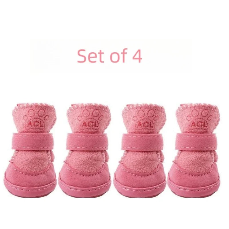 Bottes de neige en peluche pour chien – Lot de 4 chaussons chauds et antidérapants pour petits chiens