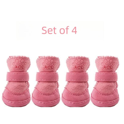 Bottes de neige en peluche pour chien – Lot de 4 chaussons chauds et antidérapants pour petits chiens