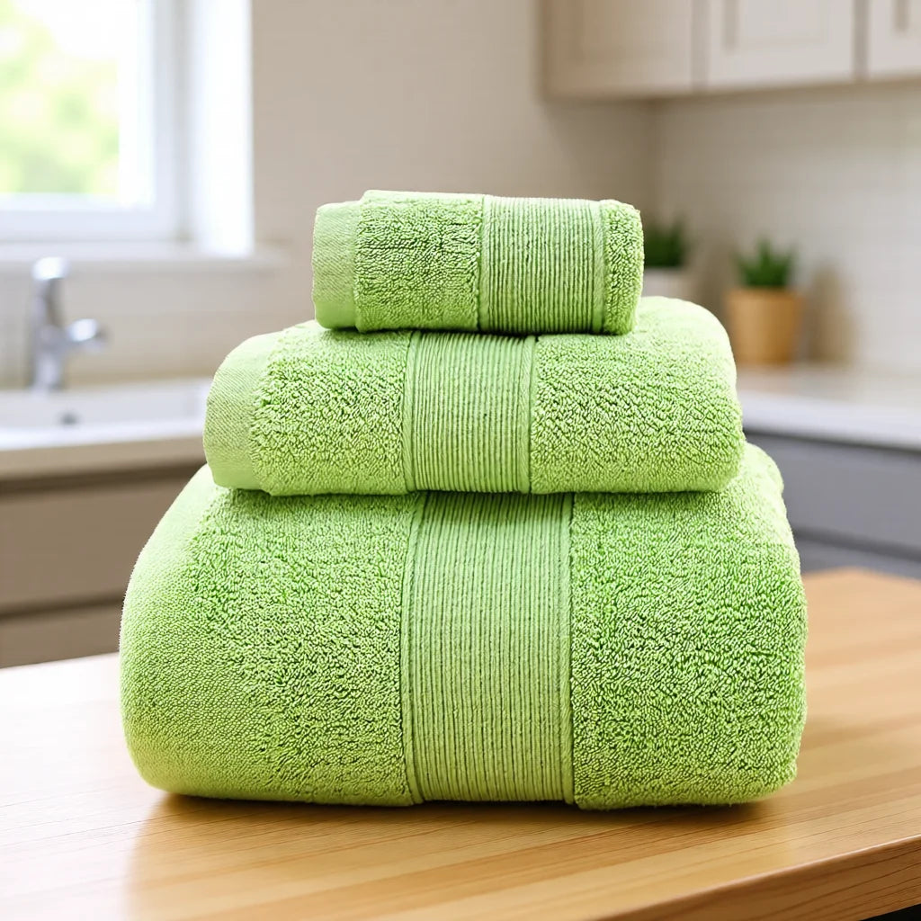 600 GSM Cotton Towel Set – 3 Pieces, Zero-Twist & Fluffy