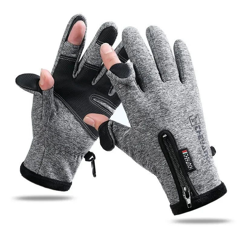 Flip-Finger Fishing Gloves – Fleece-Lined Touchscreen Winter Gloves