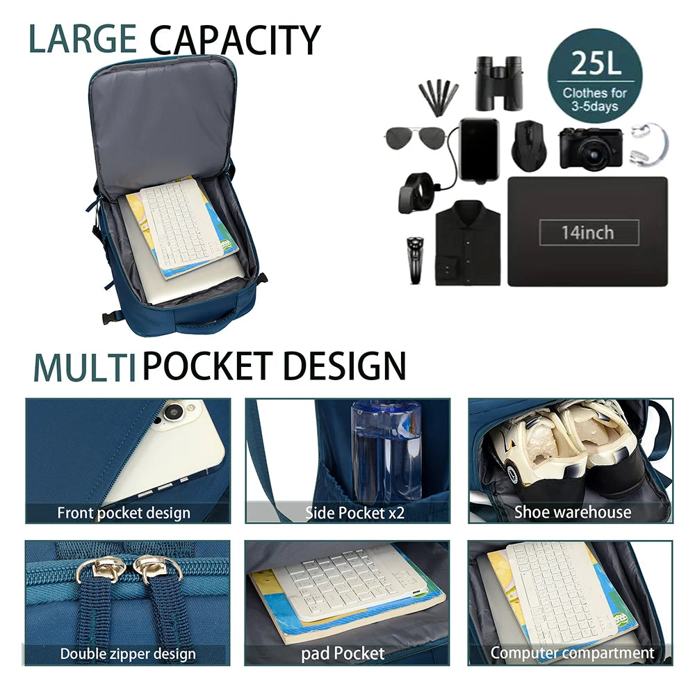 Backpack for Men and Women, Simple Business Trip Luggage Bag, Boarding Travel Bag, Large Capacity Backpack