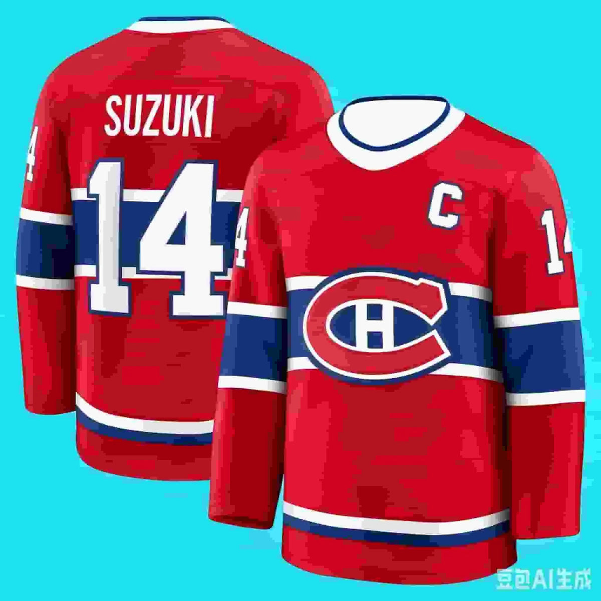 Montreal Canadiens Home Jersey | Caufield #13 & Suzuki #14 Stitched Team Uniform