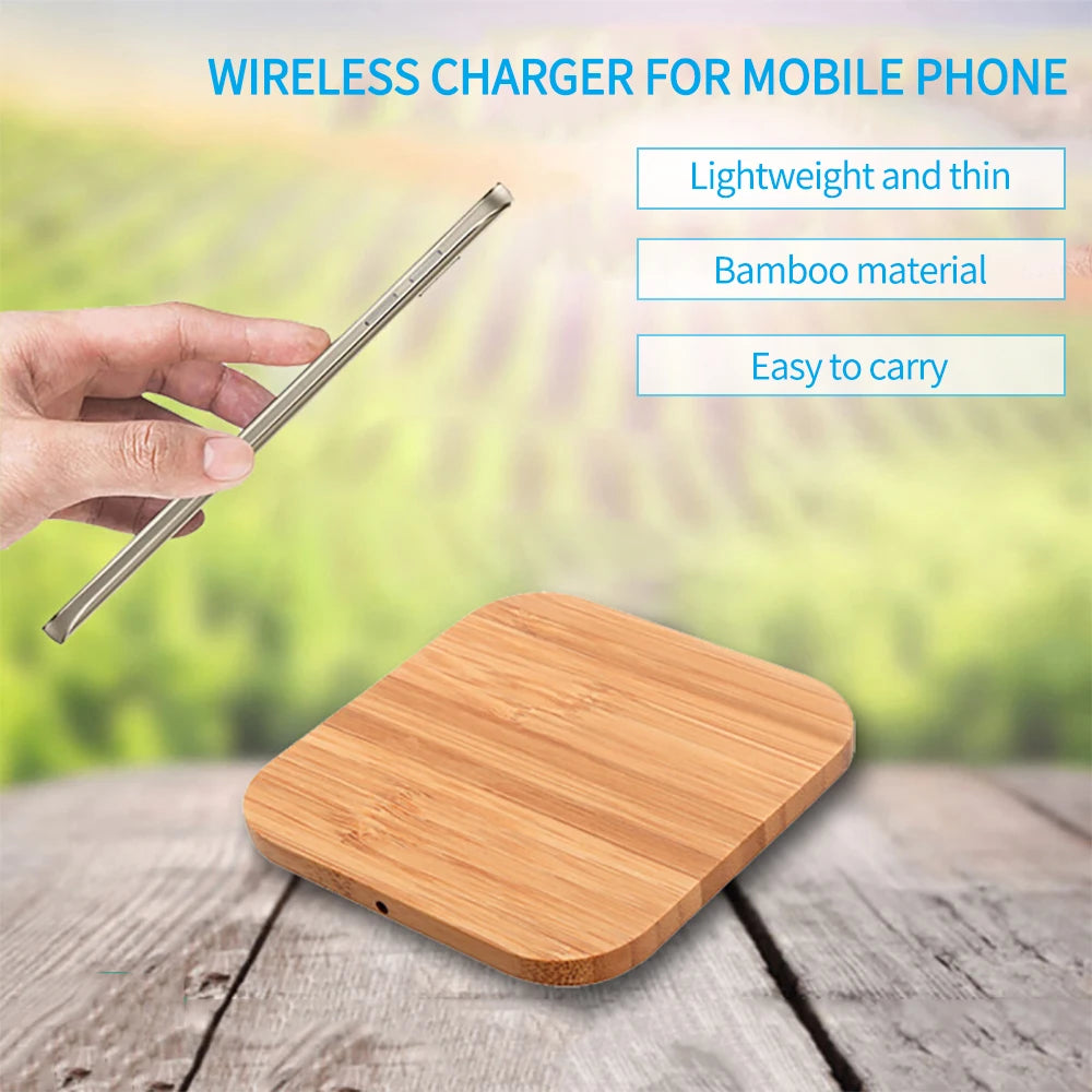 Wood-Style 5W Wireless Charging Pad for Phones