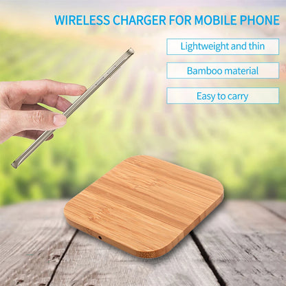 Almohadilla de carga inalámbrica de 5 W con acabado de madera para teléfonos