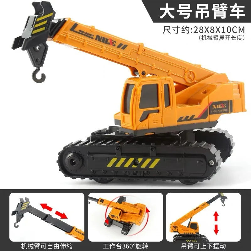Car Carrier Truck with Construction Vehicles – Friction Toy Set