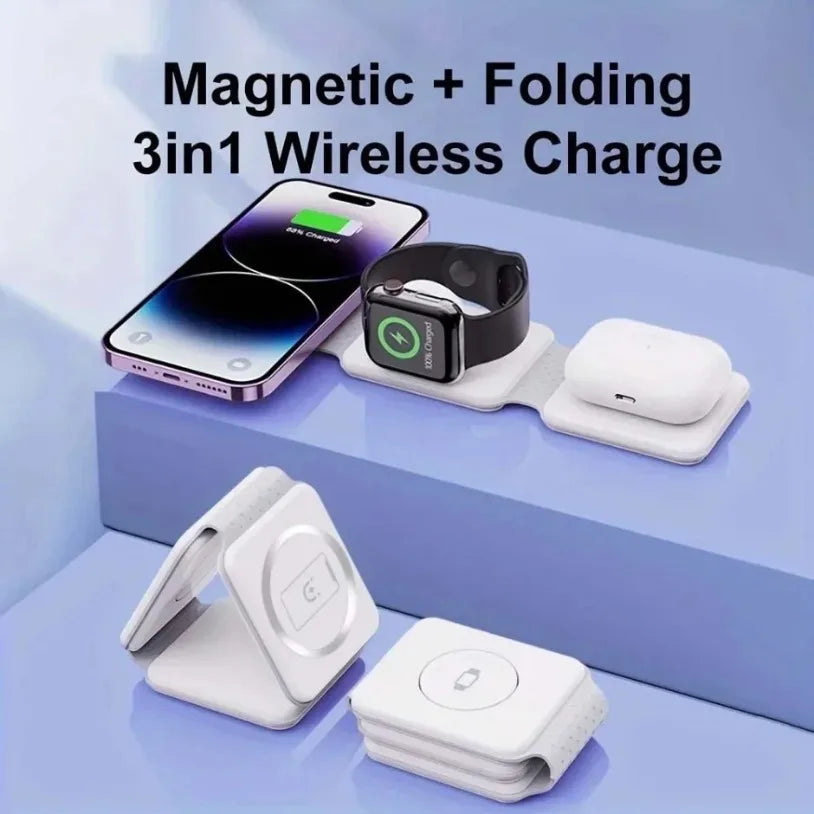 30W Foldable 3-in-1 Wireless Charger for Phone, Watch & AirPods