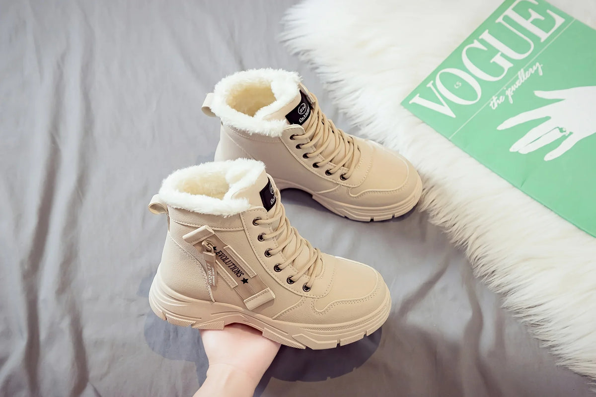 Winter Women Snow Boots Anti‑Slip Warm Fur Lined Martin Boots Casual Ankle Booties Fashion Outdoor Daily Wear Shoes