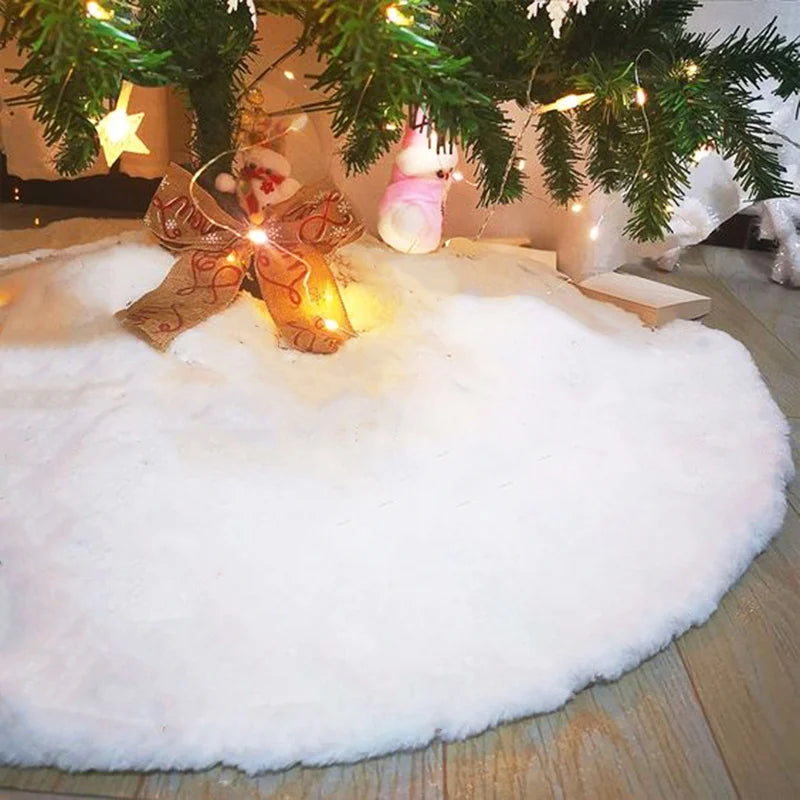 White Faux Fur Christmas Tree Skirt – Plush, 78 / 90 / 122 cm