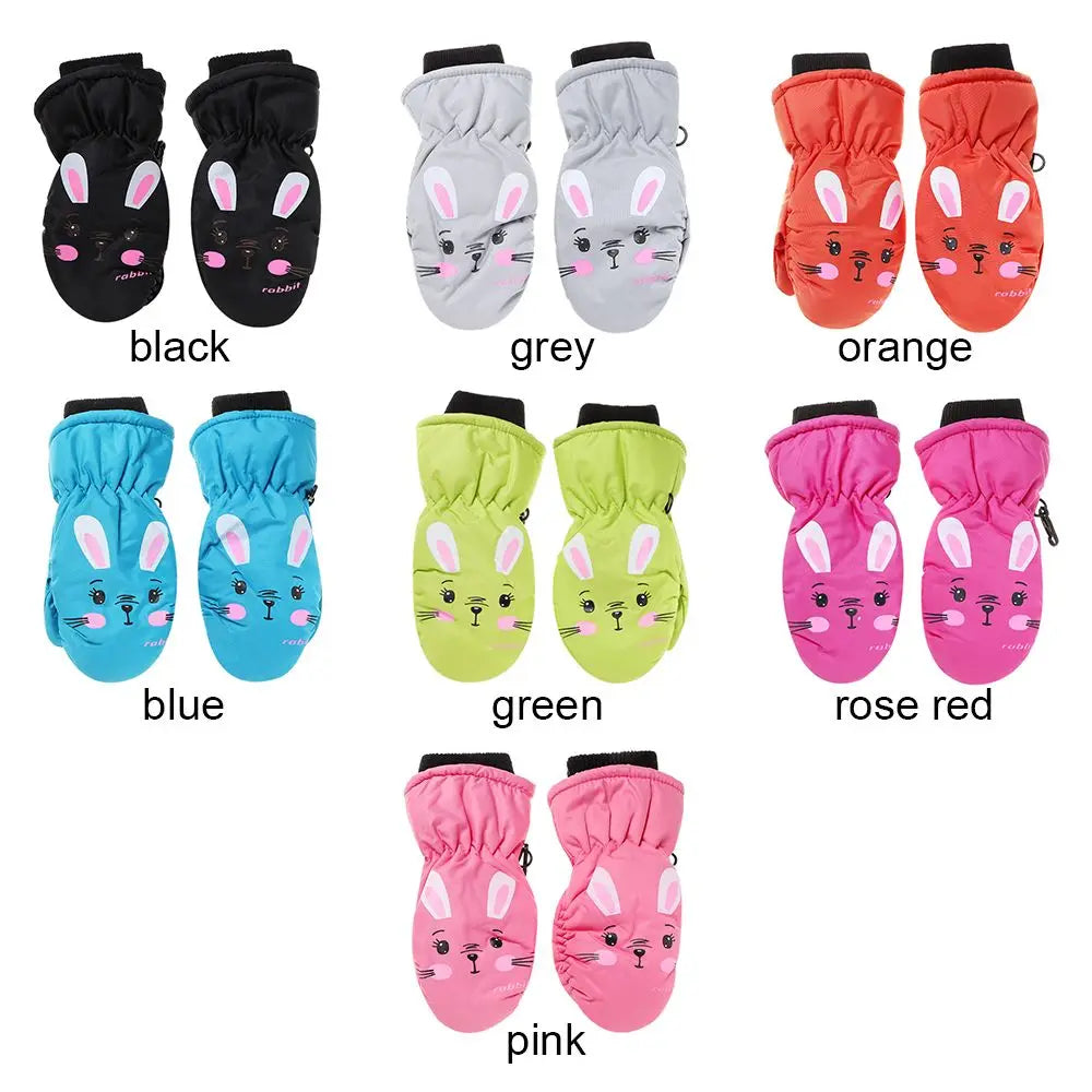 Kids' Bunny Snow Mittens – Velvet-Lined Toddler Ski Mittens