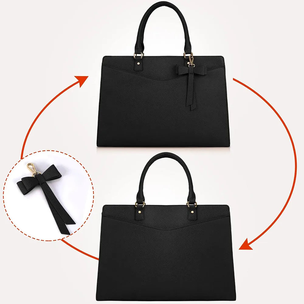 Women's PU Leather Laptop Tote 15.6" - Lightweight Work Briefcase Handbag