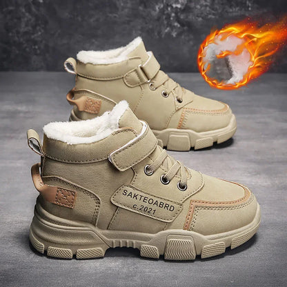 Kids' Plush-Lined Winter Boots – Platform Sole & Easy Strap