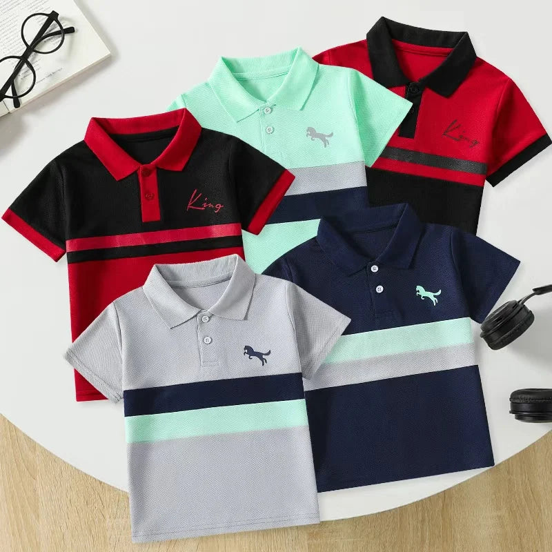 Boys' Striped Polo Shirt Multipack - Short Sleeve Casual Tops, 1, 2 or 3 Pieces