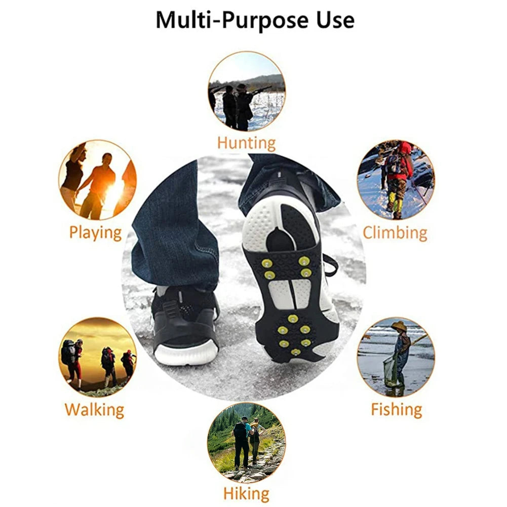 Ice Cleats for Shoes & Boots – 10-Stud Anti-Slip Snow Grips