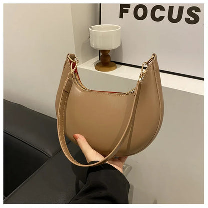Women's Crescent Moon Shoulder Bag – Soft Vegan Leather Handbag