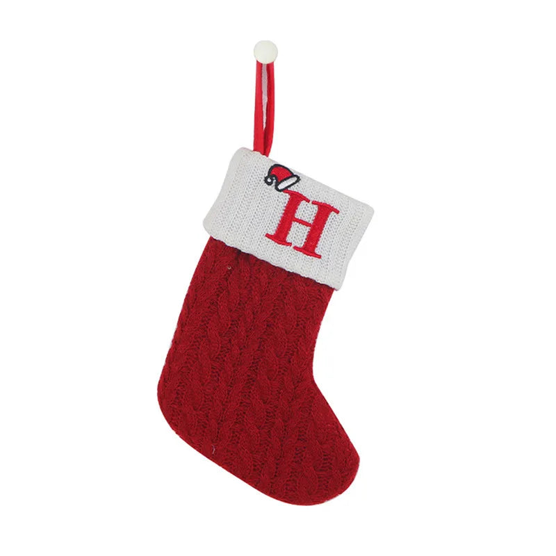 Knitted Initial Christmas Stocking – Letter A–Z Personalized
