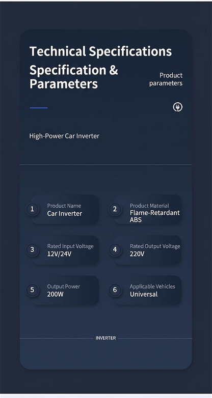 Inverter per auto 200W da 12V a 220V