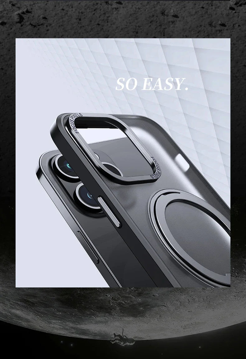 Magnetic iPhone Case with 360° Rotating Ring Stand