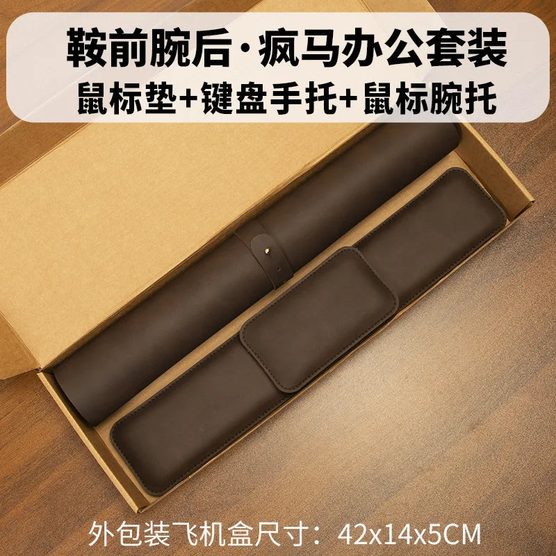 Large PU Leather Desk Mat with Keyboard Wrist Rest & Mouse Wrist Pad, Non-Slip Extended Pad for Office Gaming Desktop