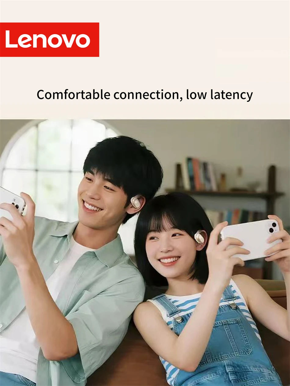Lenovo EA366 Open-Ear Wireless Earbuds – Ear-Hook Bluetooth Headphones with Charging Case