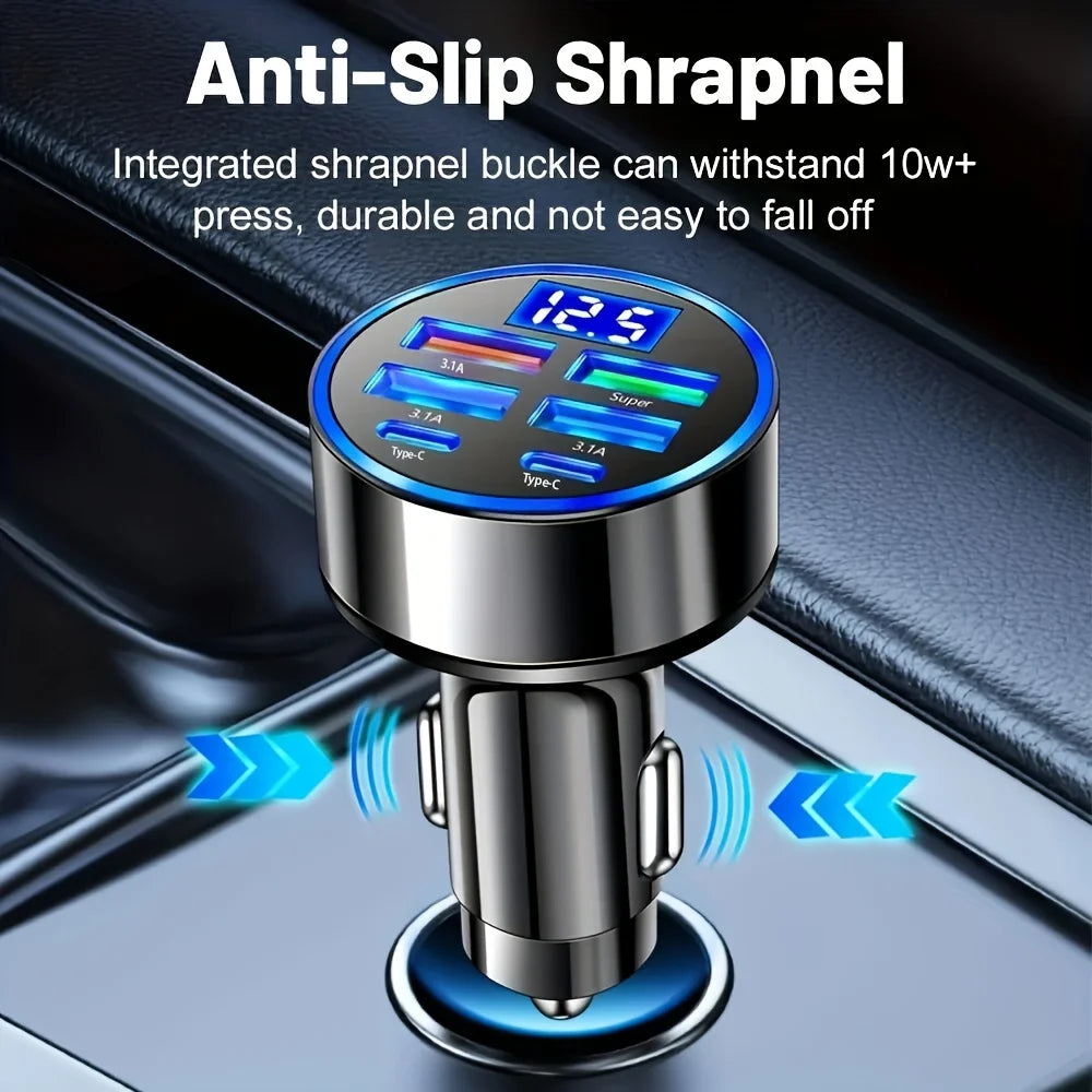 Fast-Charging Car USB Adapter with Voltage Display