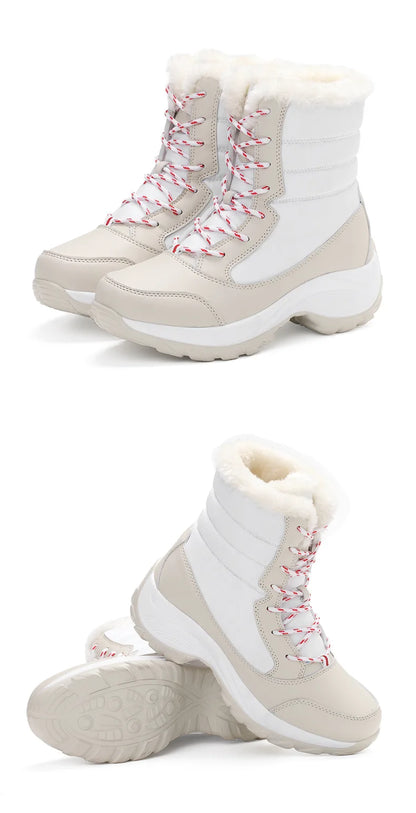 Botines de cuña con plataforma y forro de felpa para mujer AZGB