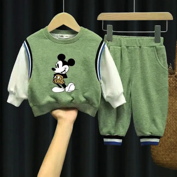 Boys' Spliced Cartoon Tracksuit - Long Sleeve Sweatshirt & Pants Set, 9M-6Y