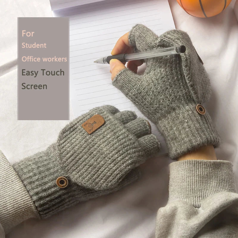 Knit Half-Finger Gloves – Unisex Winter Fingerless Gloves, 4 Colours