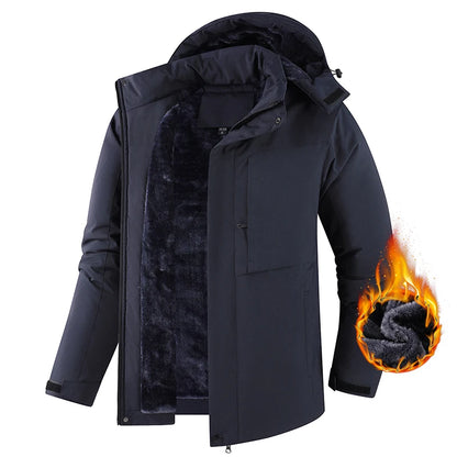Lzlltt Herren-Winterjacke mit Kapuze und Taschen