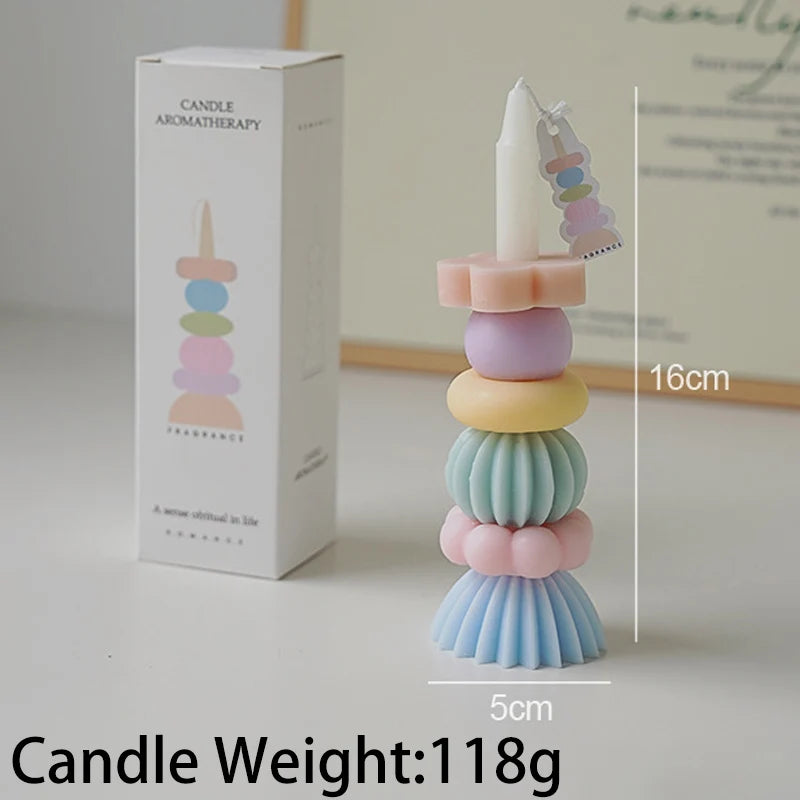 Stackable Geometry Scented Candle Aromath Soy Wax Candles for Wedding Birthday Candles Party Home Decoration Souvenirs Gifts