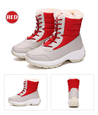 Botines de plataforma con cordones y forro de felpa para mujer