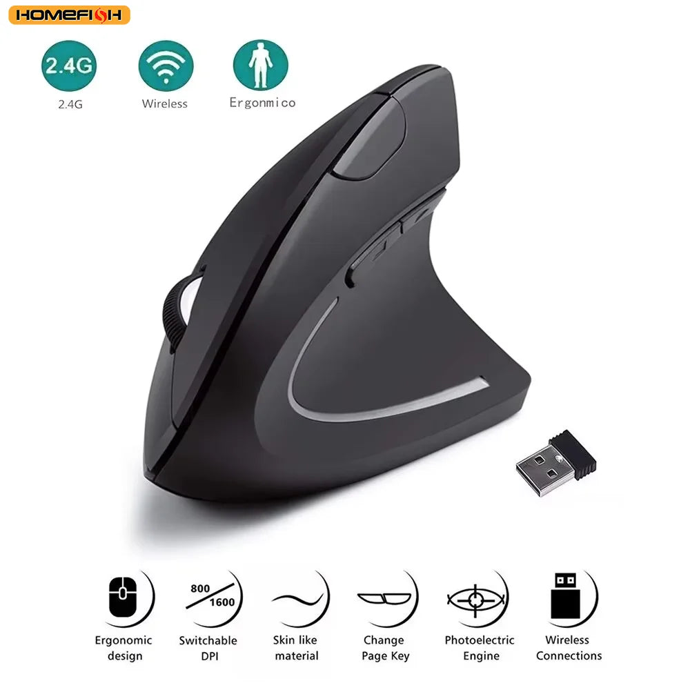 Vertical Ergonomic Wireless Mouse – 2.4 GHz, Adjustable DPI