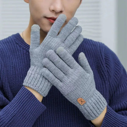 Guanti da uomo in maglia di misto lana con fodera in pile – Touchscreen, antiscivolo