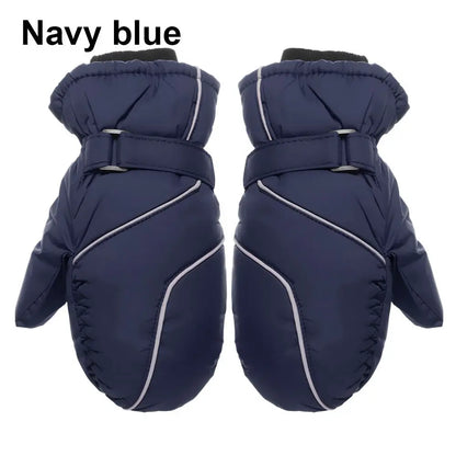 Guantes de esquí ajustables para niños – Guantes para nieve con forro de terciopelo (5–9 años)