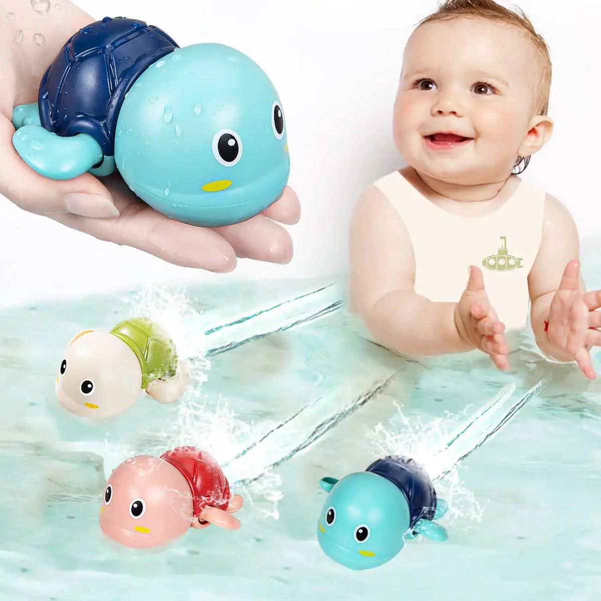 Wind-Up Bath Toys – Swimming Turtle, Duck & Whale for Kids