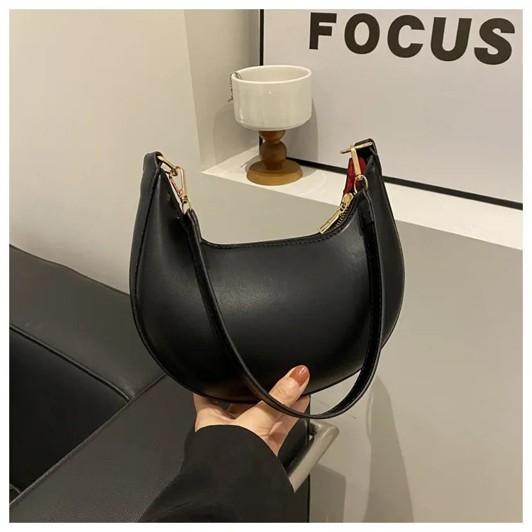 Women's Crescent Moon Shoulder Bag – Soft Vegan Leather Handbag