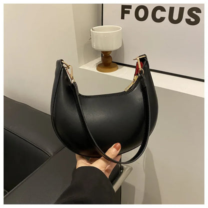 Women's Crescent Moon Shoulder Bag – Soft Vegan Leather Handbag