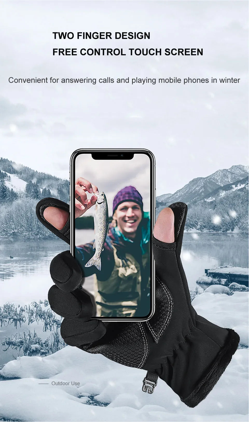 Flip-Finger Fishing Gloves – Fleece-Lined Touchscreen Winter Gloves
