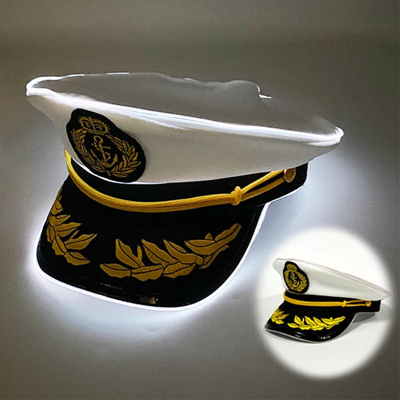 LED Light-Up Pirate Captain Hat - Glowing Tricorn Costume Hat for Halloween & Parties
