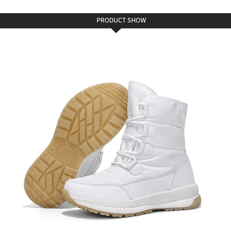 Women's Lace-Up Snow Boots – Plush-Lined Mid-Calf Winter Boots