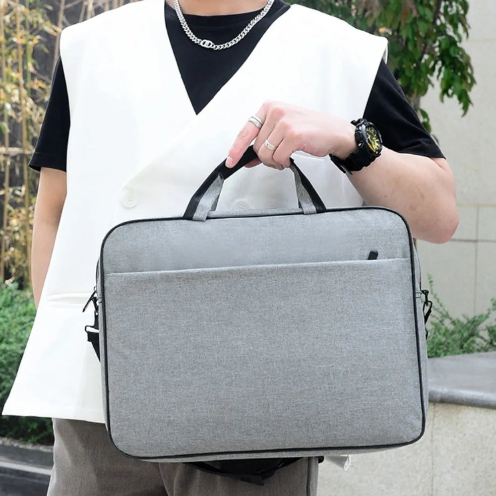 Business Laptop Shoulder Bag 15.6"-17" - Solid Colour Briefcase with Handle