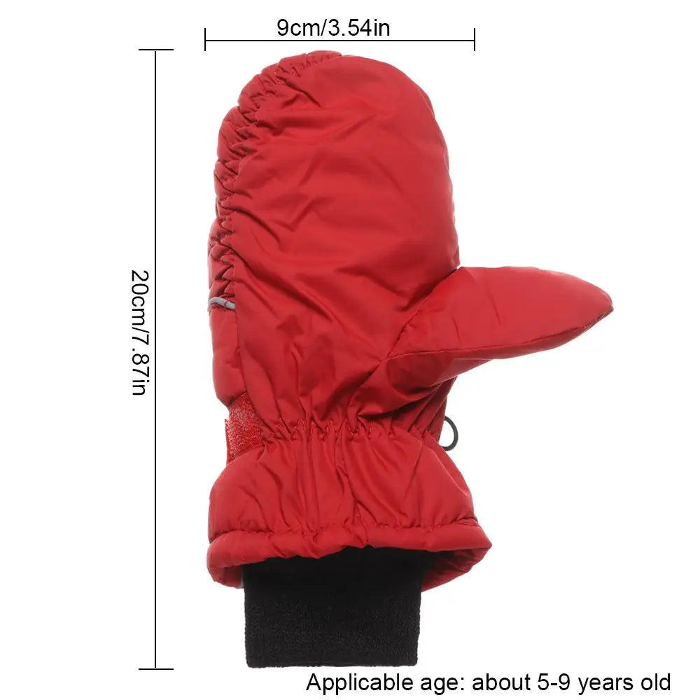 Kids' Adjustable Ski Gloves – Velvet-Lined Snow Gloves (Ages 5–9)