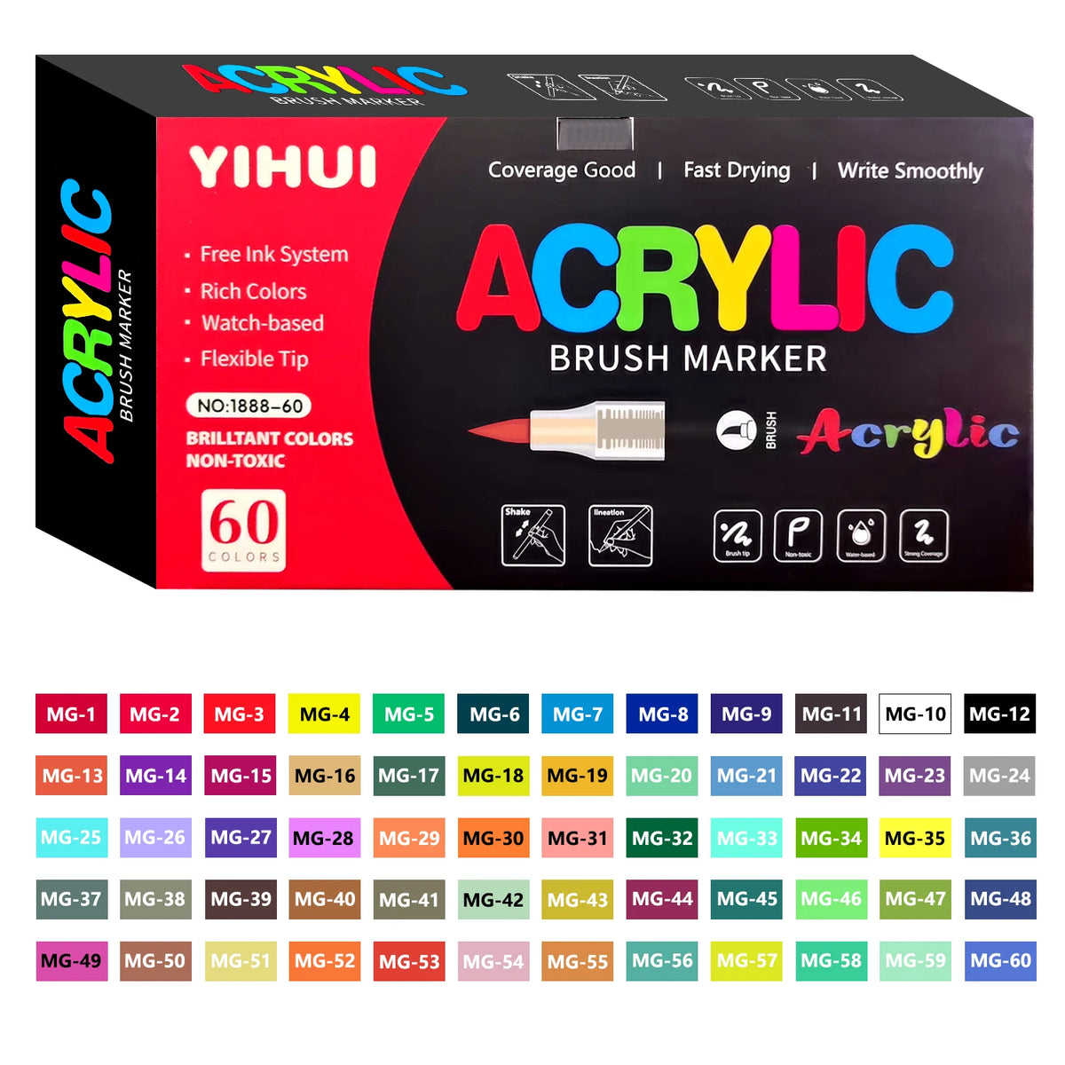 Acrylic Paint Markers – Brush-Tip Paint Pens, 12 to 60 Colours